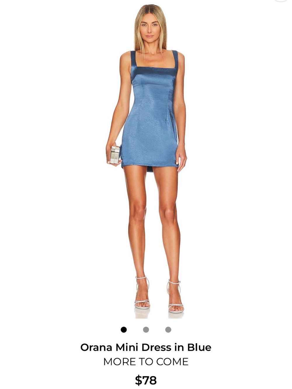 Orana Satin Square-Neck Mini slip Dress in Blue